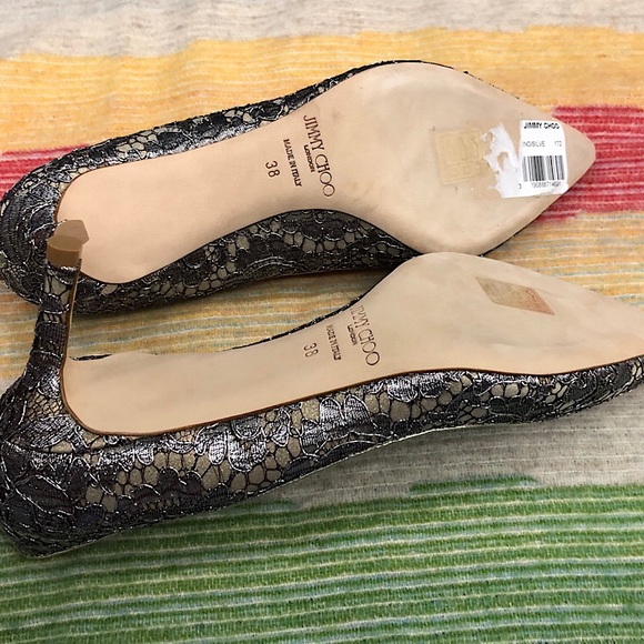 new jimmy choo silver romy 60 lace pumps - Picture 10 of 14